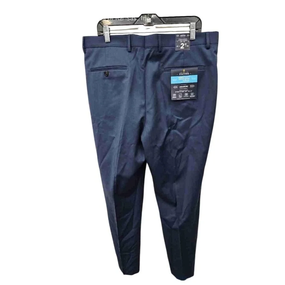 Stafford Blue CoolMax Classic Fit Dress Pants Mens 36x32 Birdseye Blue 553-6011